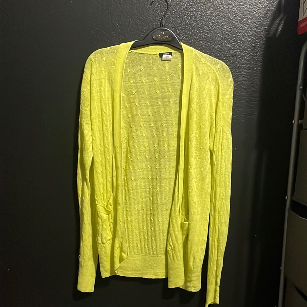 J. Crew Yellow Cable Knit Cardigan Sweater